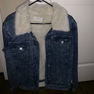 Blue jean jacket fired collar